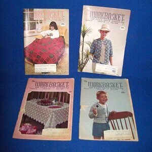 4 Vintage Workbasket Home Arts Magazines 1960s 1970s Crochet & Knitting Crafts